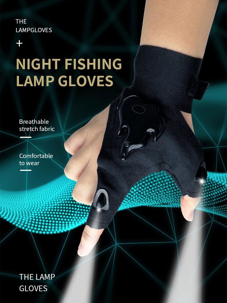 Led Light Charging Fishing Gloves High Elastic Non-slip