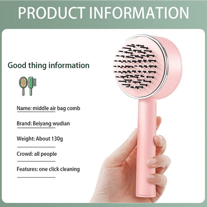 3D Air Cushion Massager Brush With Retractable Bristles Self Cleaning Hair Brush Massage One-key Self-cleaning Hair Brush Anti-Static Airbag Massage Comb For Women Curly Hair Brush